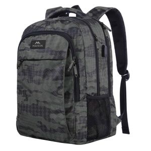 Travel backpack, grey and black camo